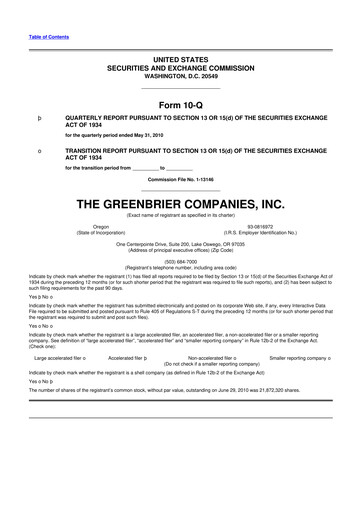 Thumbnail The Greenbrier Companies
 10-Q Quarterly Report FY 