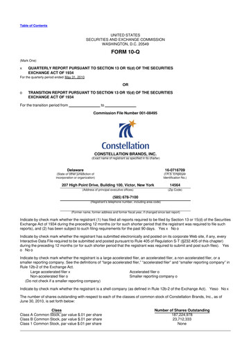 Miniature Constellation Brands 10-Q Rapport trimestriel  