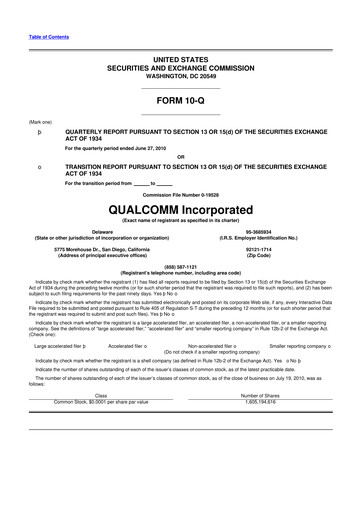 Vorschaubild QUALCOMM 10-Q Quartalsbericht 2010 