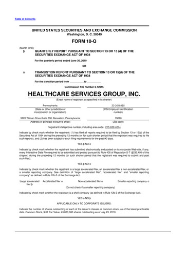 Thumbnail Healthcare Services Group 10-Q Quarterly Report FY2010 