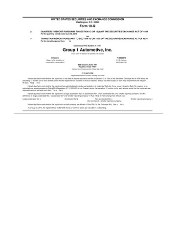 Thumbnail Group 1 Automotive 10-Q Quarterly Report FY 