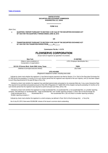 Thumbnail Flowserve
 10-Q Quarterly Report FY2010 