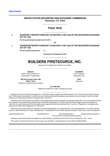 Miniature Builders FirstSource
 10-Q Rapport trimestriel  