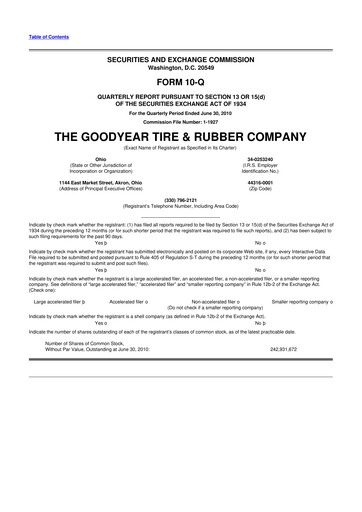 Thumbnail Goodyear 10-Q Quarterly Report FY2010 