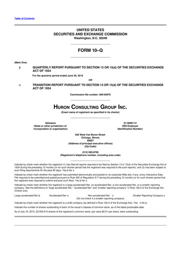 Thumbnail Huron Consulting 10-Q Quarterly Report FY2010 