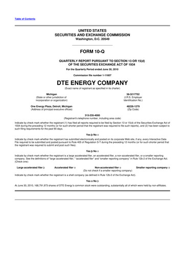 Thumbnail DTE Energy
 10-Q Quarterly Report FY 