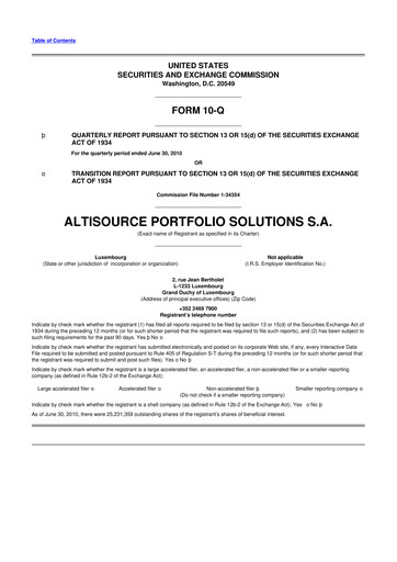 Thumbnail Altisource Portfolio Solutions
 10-Q Quarterly Report FY 