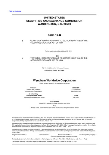 Thumbnail Travel + Leisure 10-Q Quarterly Report FY2010 