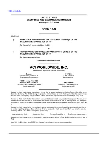 Thumbnail ACI Worldwide
 10-Q Quarterly Report FY2010 