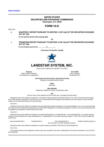 Thumbnail Landstar System
 10-Q Quarterly Report FY2010 