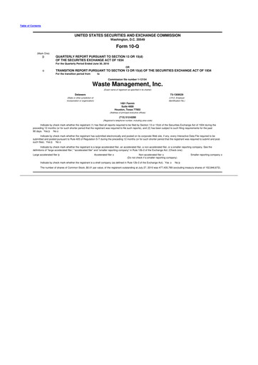 Thumbnail Waste Management 10-Q Quarterly Report FY2010 