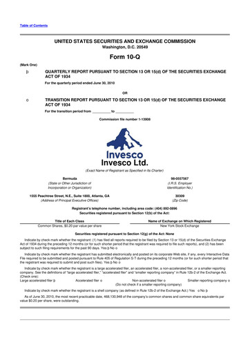 Miniature Invesco
 10-Q Rapport trimestriel 2010 