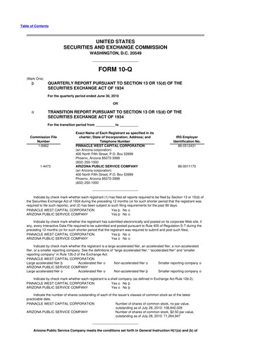 Thumbnail Pinnacle West Capital
 10-Q Quarterly Report FY2010 