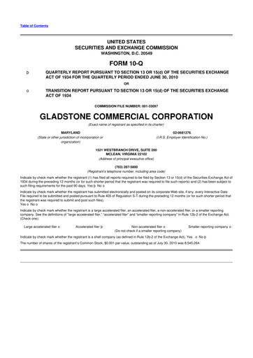 Thumbnail Gladstone Commercial 10-Q Quarterly Report FY 