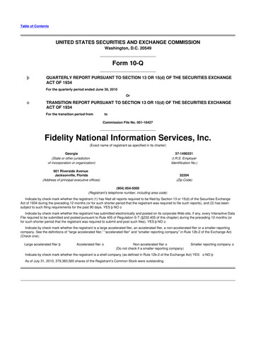 Thumbnail Fidelity National Information Services 10-Q Quarterly Report FY2010 