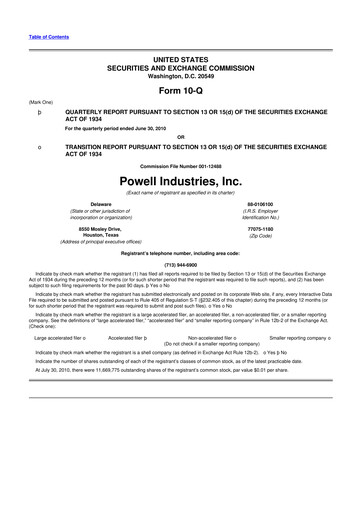 Thumbnail Powell Industries 10-Q Quarterly Report FY 