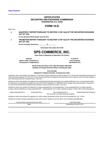 Thumbnail SPS Commerce
 10-Q Quarterly Report FY 
