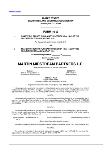 Thumbnail Martin Midstream Partners 10-Q Quarterly Report FY 