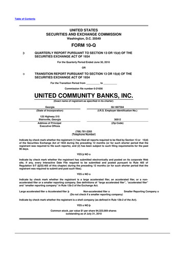 Miniature United Community Bank 10-Q Rapport trimestriel  