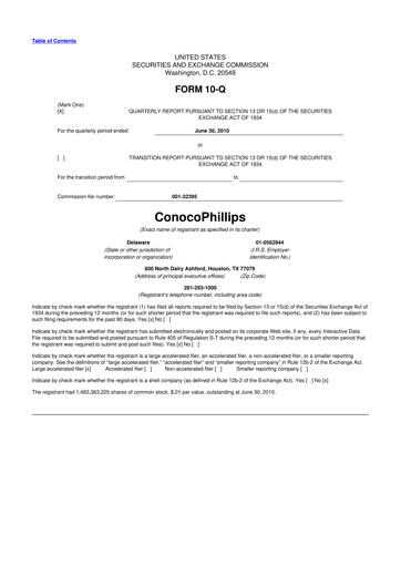 Thumbnail ConocoPhillips 10-Q Quarterly Report FY2010 