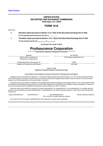 Thumbnail ProAssurance 10-Q Quarterly Report FY2010 