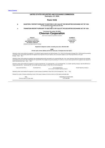 Thumbnail Chevron 10-Q Quarterly Report FY2010 