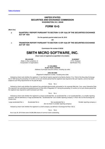 Thumbnail Smith Micro Software
 10-Q Quarterly Report FY 