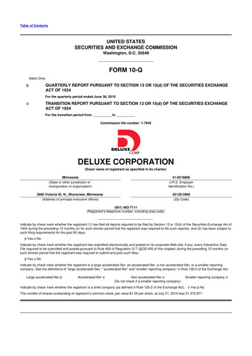 Thumbnail Deluxe Corporation 10-Q Quarterly Report FY2010 