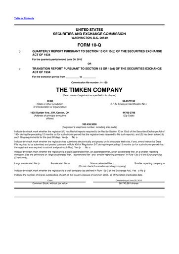 Thumbnail Timken Company
 10-Q Quarterly Report FY2010 