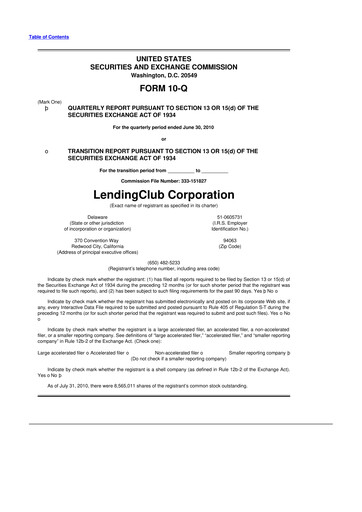 Thumbnail LendingClub
 10-Q Quarterly Report FY 