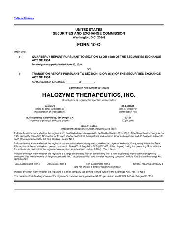 Thumbnail Halozyme Therapeutics 10-Q Quarterly Report FY 