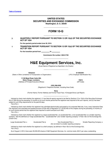 Thumbnail H&E Equipment Services 10-Q Quarterly Report FY 