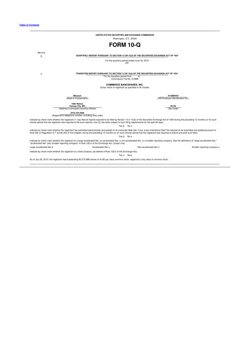 Vorschaubild Commerce Bancshares
 10-Q Quartalsbericht 2010 