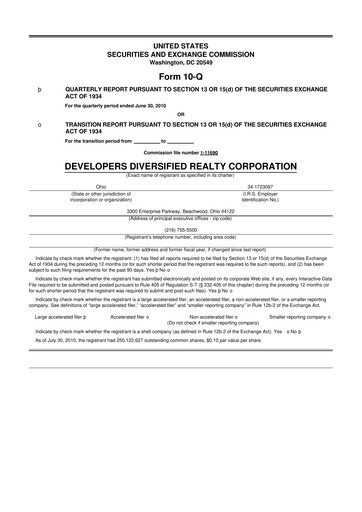 Thumbnail SITE Centers
 10-Q Quarterly Report FY2010 