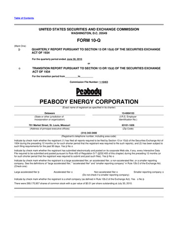 Thumbnail Peabody Energy
 10-Q Quarterly Report FY2010 