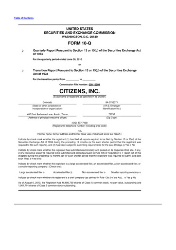 Thumbnail Citizens Inc 10-Q Quarterly Report FY 