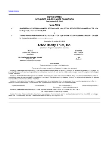 Vorschaubild Arbor Realty Trust
 10-Q Quartalsbericht  