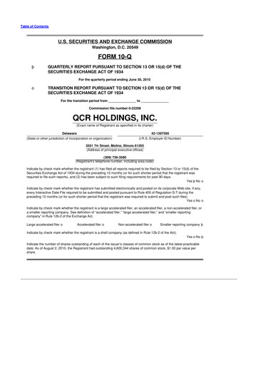 Thumbnail QCR Holdings
 10-Q Quarterly Report FY 