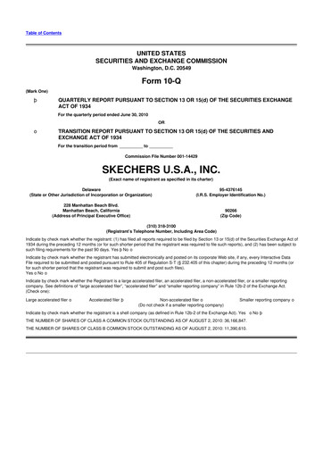 Thumbnail Skechers
 10-Q Quarterly Report FY 