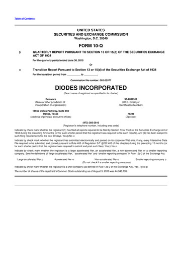 Thumbnail Diodes Incorporated 10-Q Quarterly Report FY2010 
