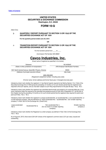 Vorschaubild Cavco Industries 10-Q Quartalsbericht  