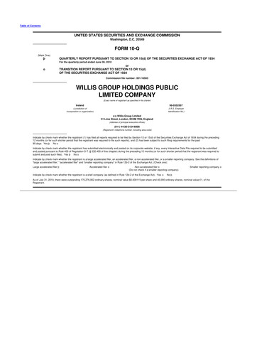 Thumbnail Willis Towers Watson  10-Q Quarterly Report FY2010 