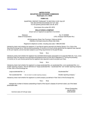 Vorschaubild Wells Fargo 10-Q Quartalsbericht 2010 