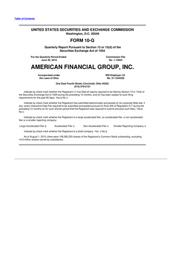 Thumbnail American Financial Group
 10-Q Quarterly Report FY 
