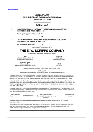 Thumbnail E. W. Scripps Company
 10-Q Quarterly Report FY 
