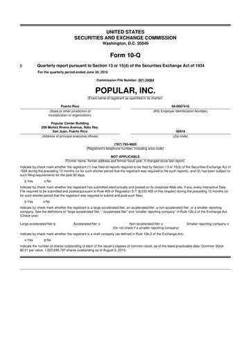 Thumbnail Popular, Inc. (Banco Popular de Puerto Rico) 10-Q Quarterly Report FY2010 