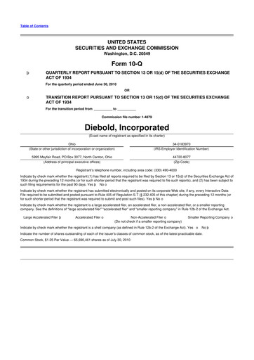 Thumbnail Diebold Nixdorf
 10-Q Quarterly Report FY2010 