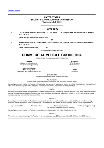 Vorschaubild Commercial Vehicle Group (CVG) 10-Q Quartalsbericht  