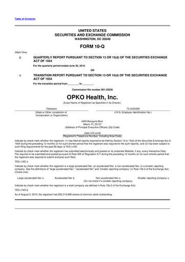 Thumbnail OPKO Health
 10-Q Quarterly Report FY 