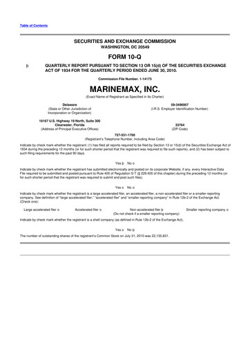 Thumbnail MarineMax 10-Q Quarterly Report FY 
